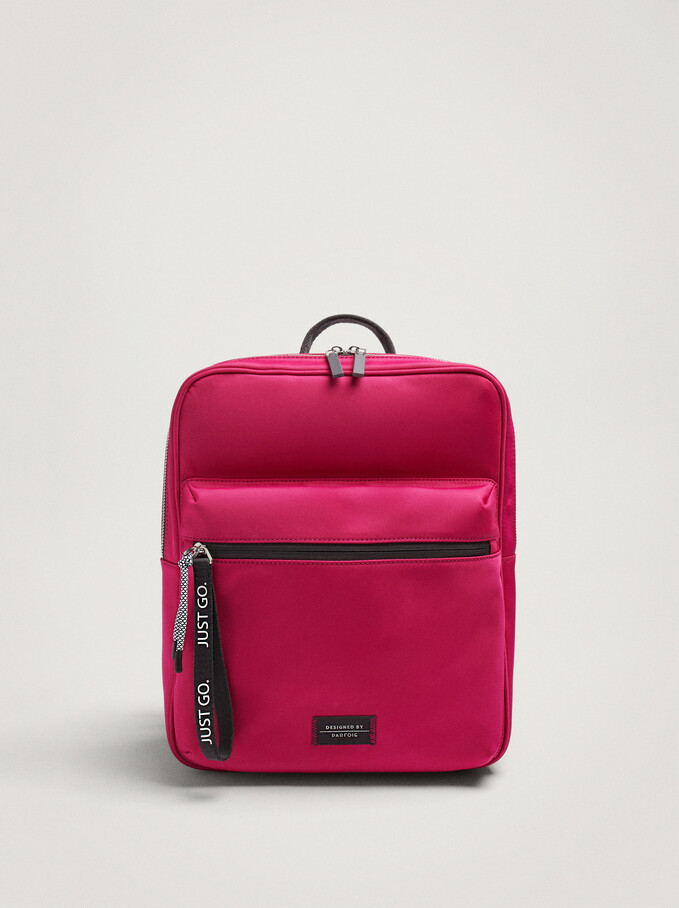 Nylon Backpack For 13” Laptop, Fuchsia, hi-res