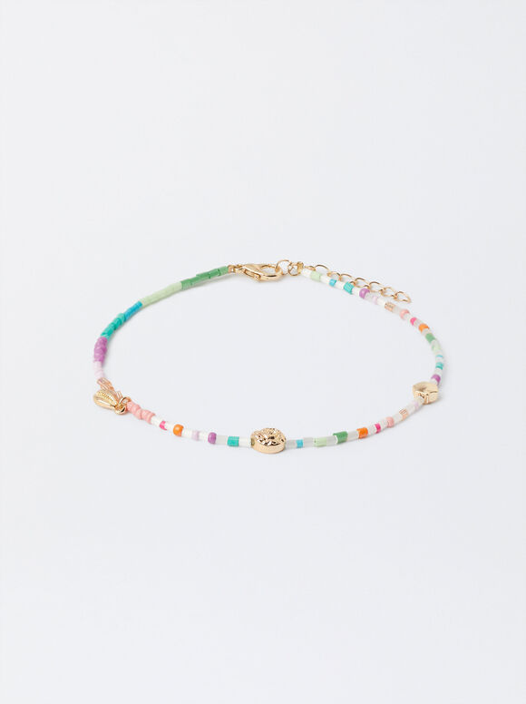 Bracelet De Cheville Multicolore Perles Fantaisie, Multicolore, hi-res