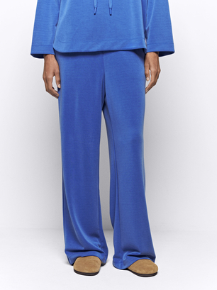 Loose-Fitting Trousers With Elastic Waistband, Blue, hi-res