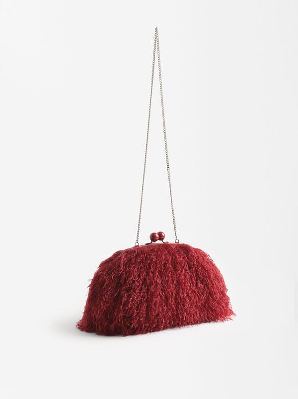Faux fur effect handbag