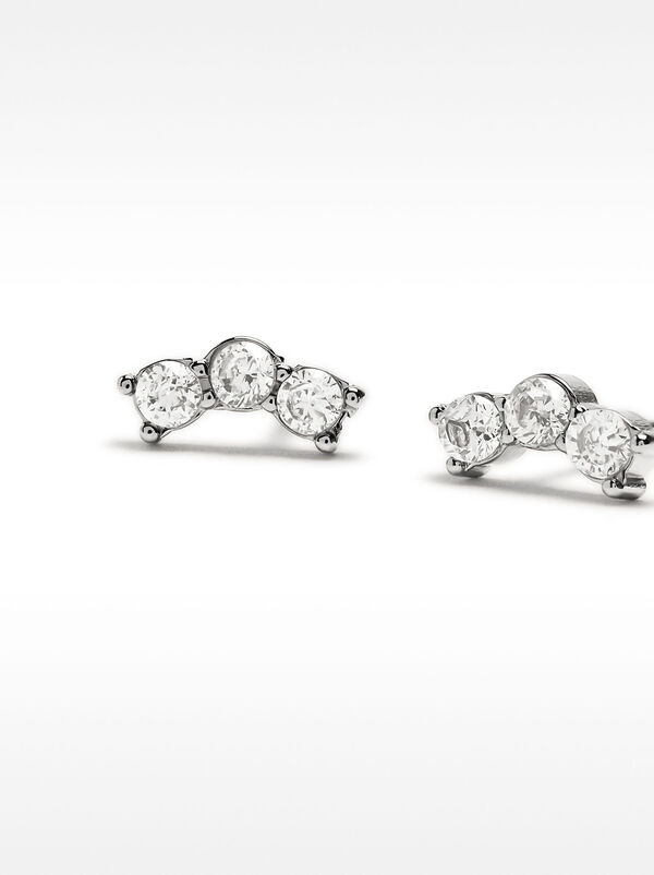 Short earrings with crystals - stainless steel