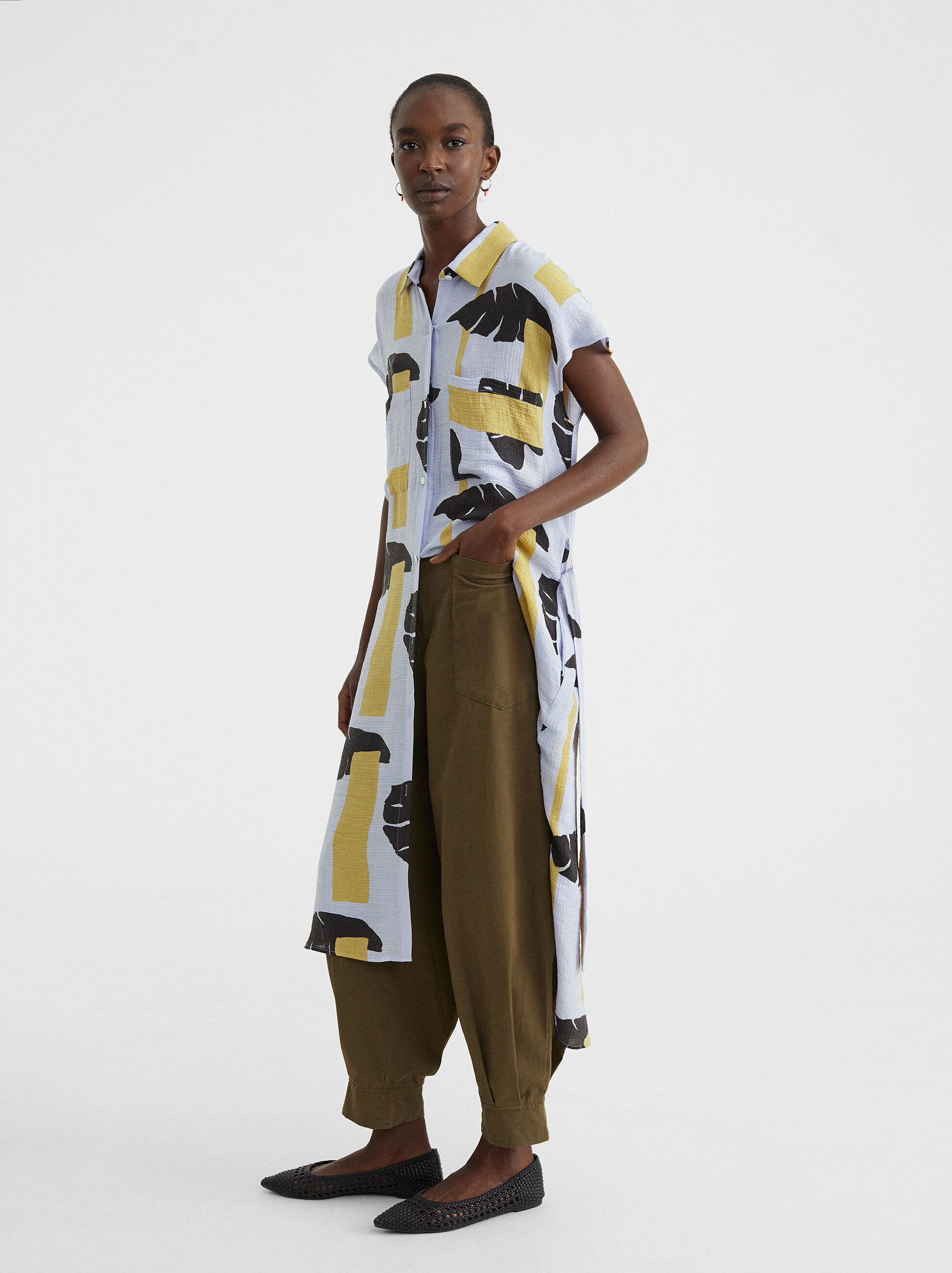 sandro margaret printed shirt dress