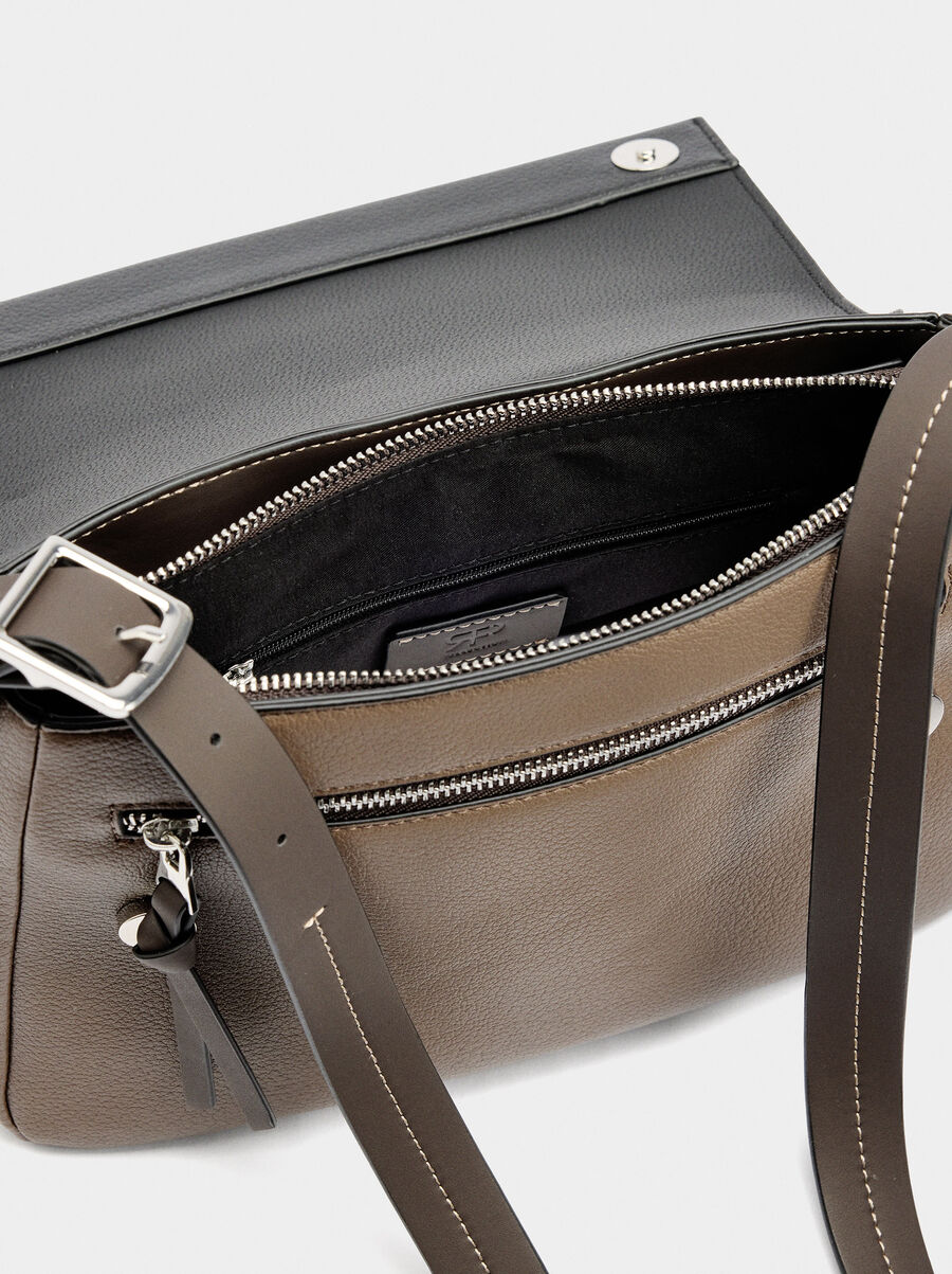 Bolso bandolera color block con solapa