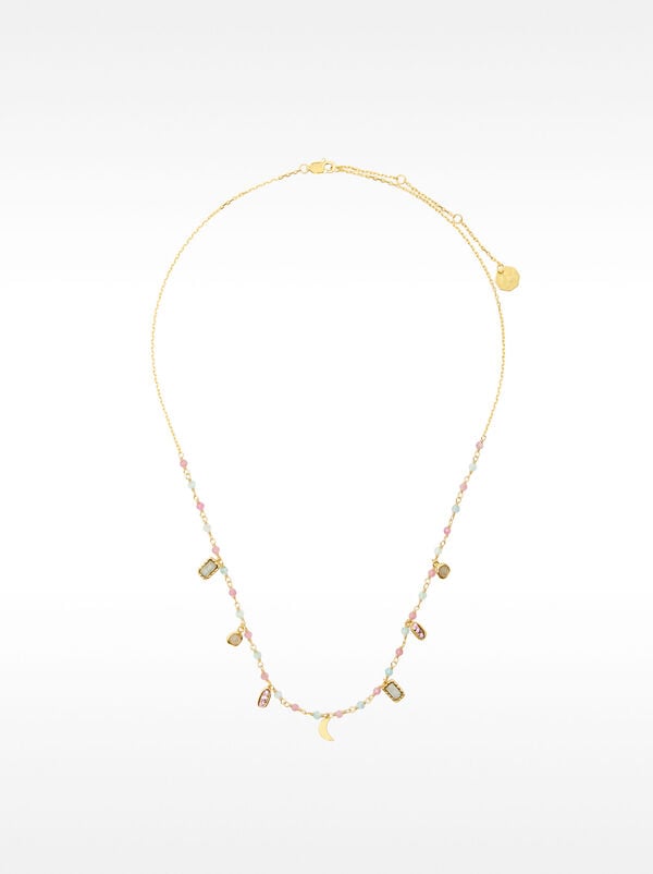Necklace with stones and zirconia - 925 sterling silver