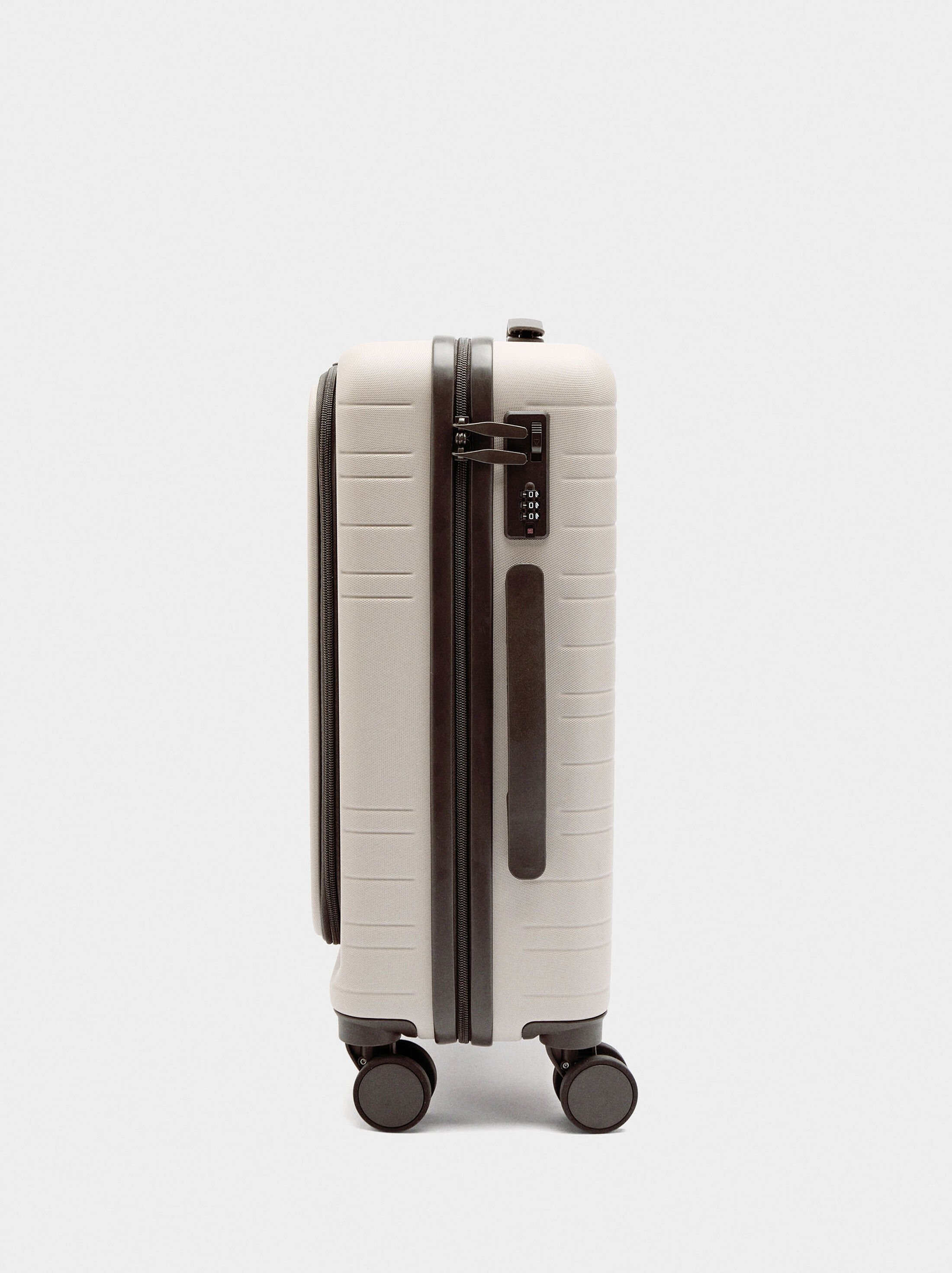 Striped travel suitcase image number 1.0