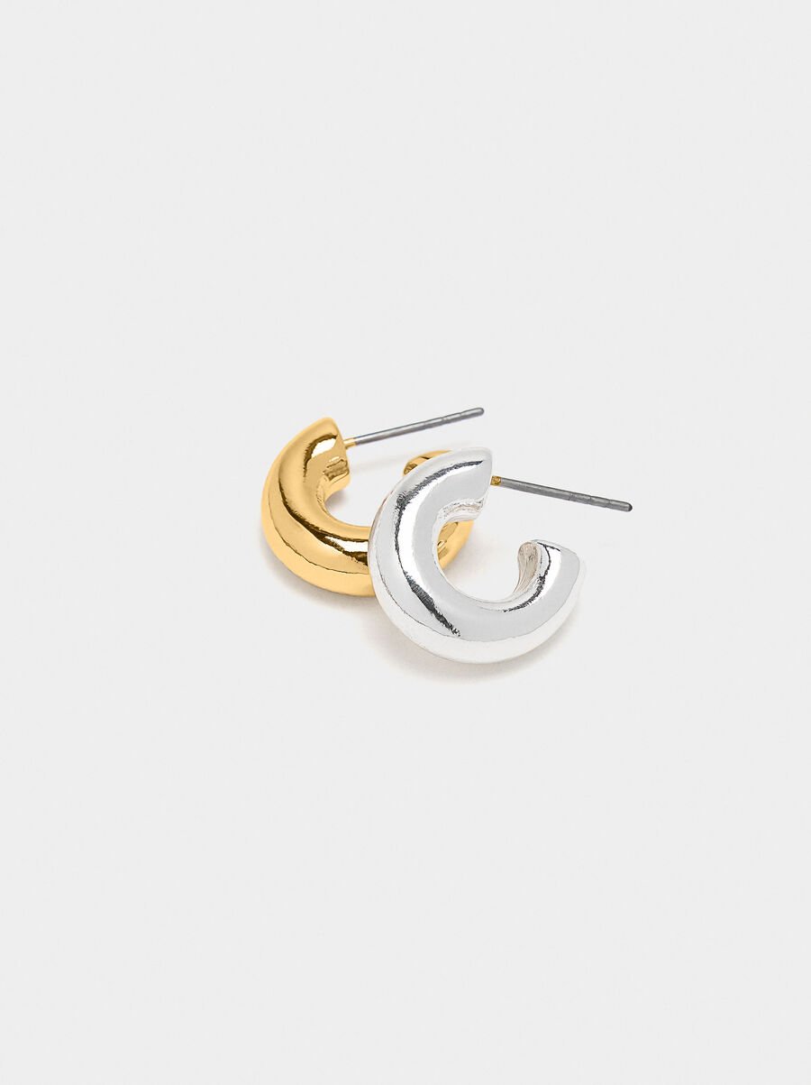 Set of bicolor hoop earrings