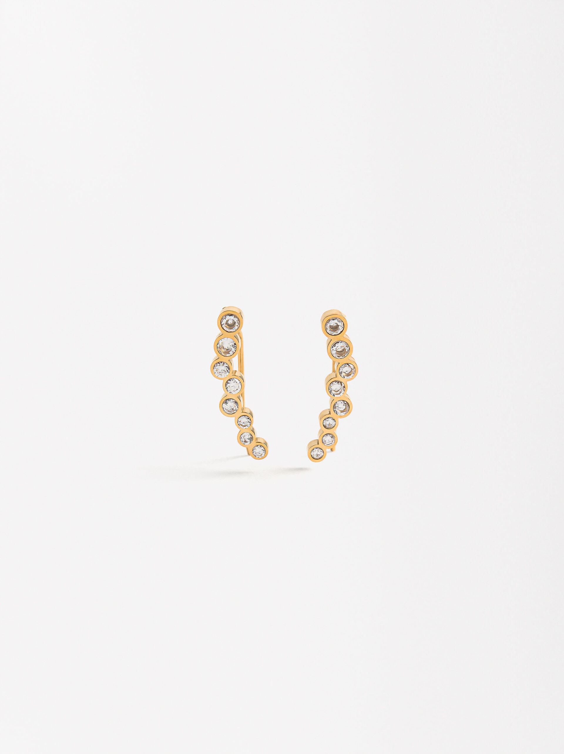 Earjack earrings with zirconias - stainless steel image number 0.0