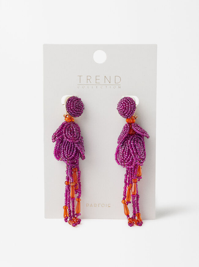 Long Drop Earrings With Beads image number 2.0