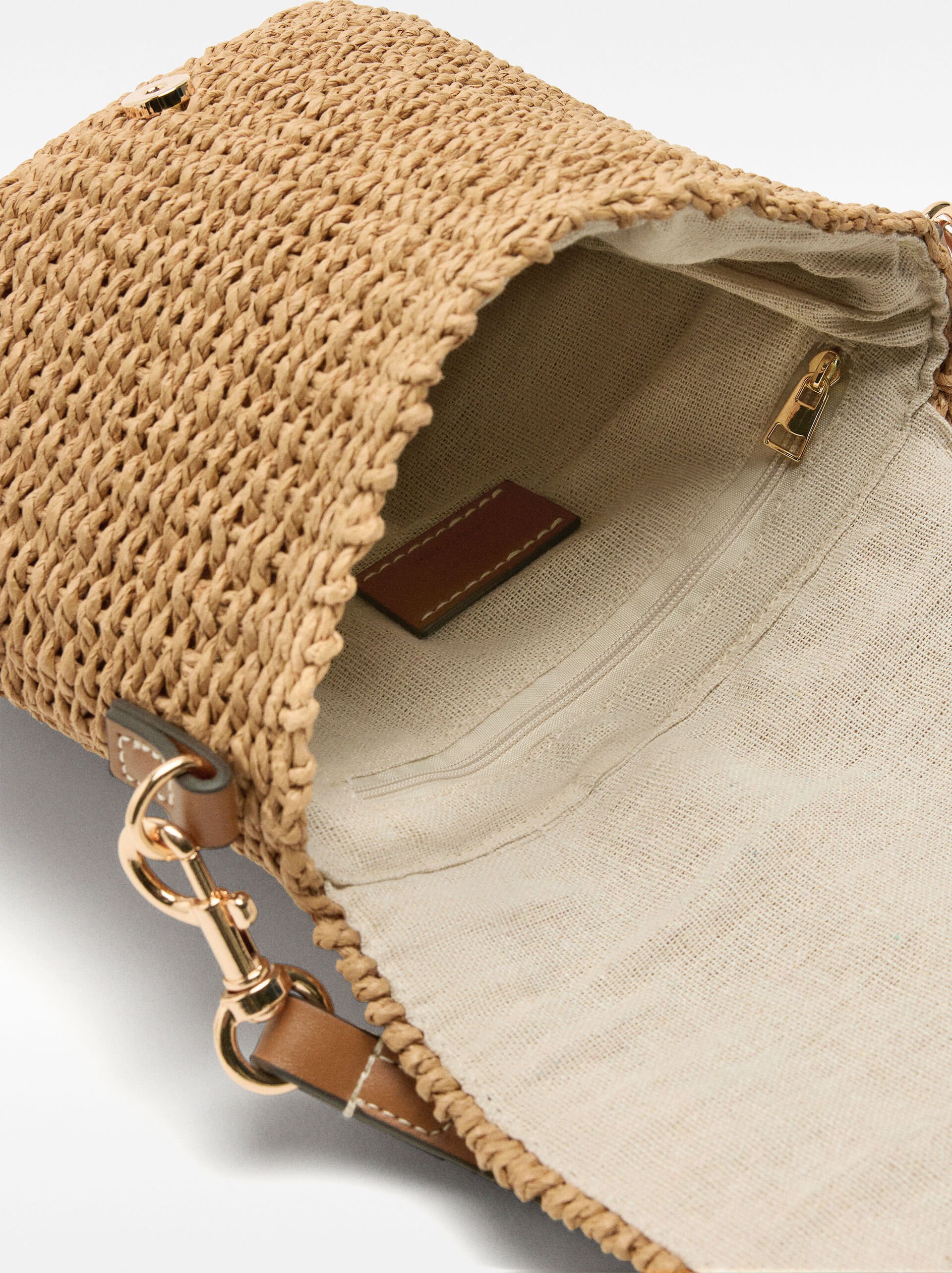 Raffia crossbody bag with flap image number 4.0
