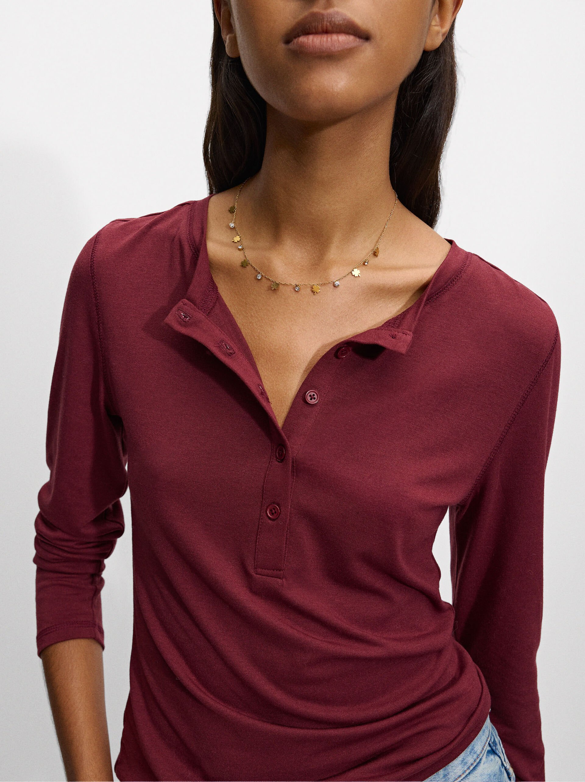Set of necklace and earrings with clover - stainless steel image number 2.0