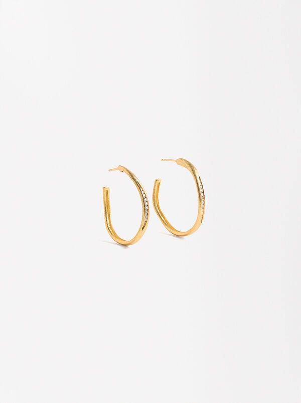 Irregular hoops with zirconias - 925 sterling silver