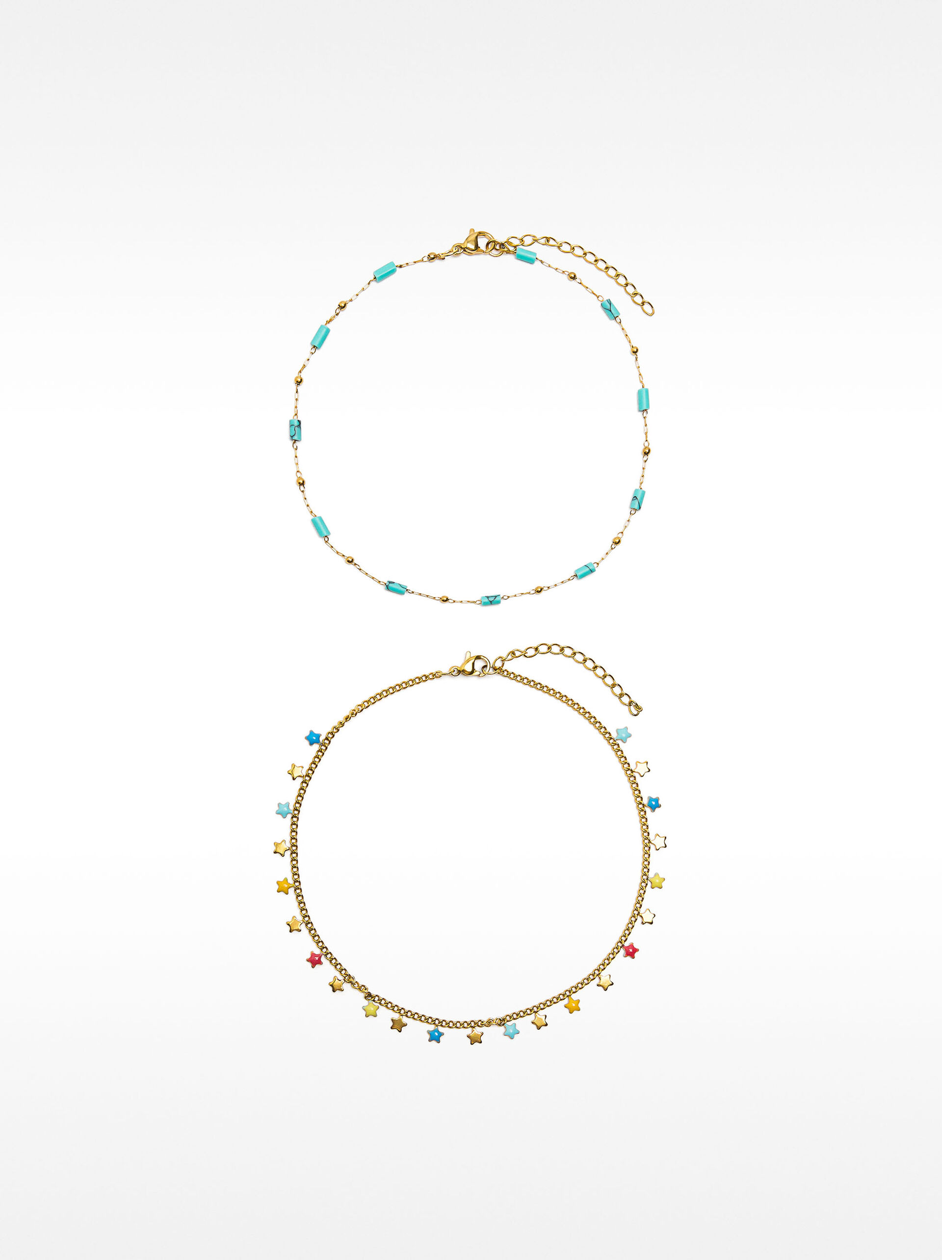 Anklet set with stars – stainless steel image number 3.0