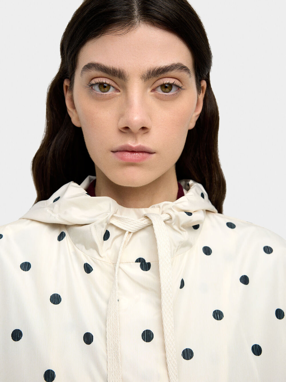 Polka dot parka with hood