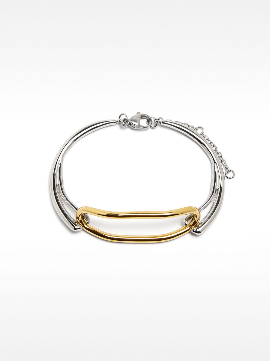 Bicolor bracelet with oval detail - stainless steel