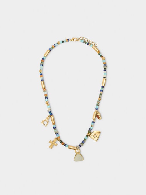 Short necklace with multicolor stones