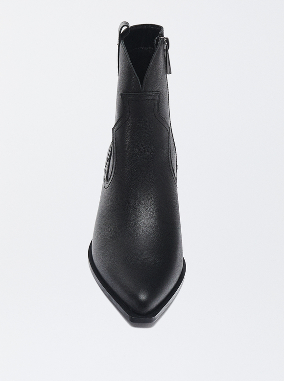 Online Exclusive - Leather Cowboy Boots, Black, hi-res