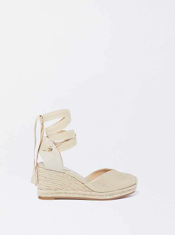 Online Exclusive - Jute Wedge Sandals, Golden, hi-res
