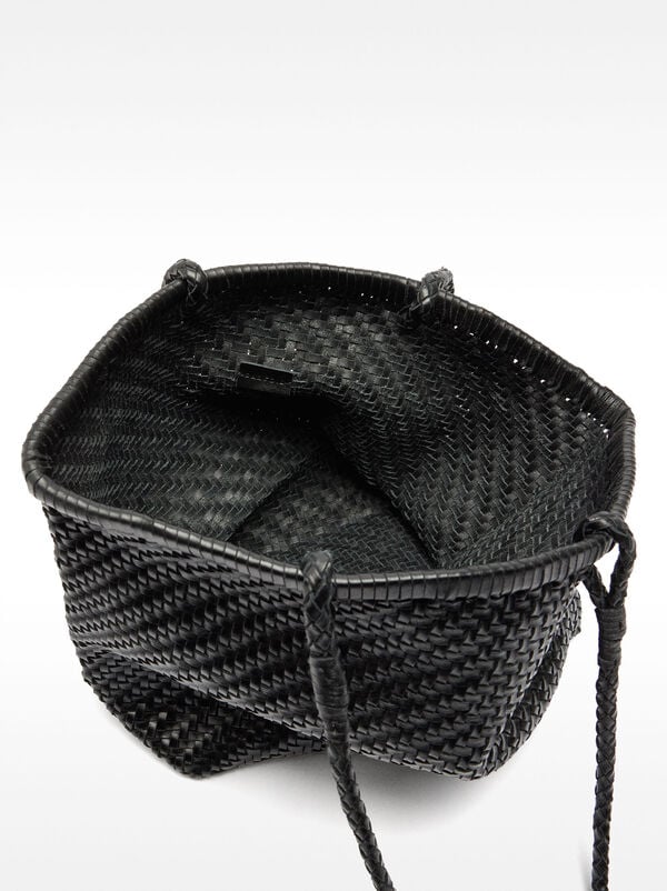 Woven leather shopper bag