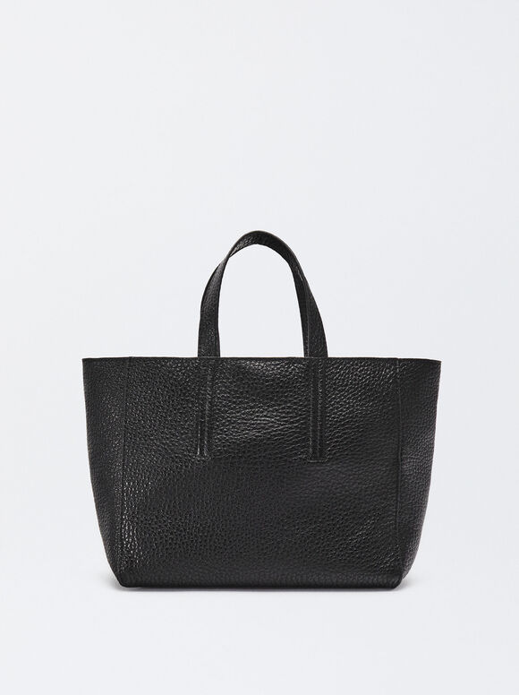 Leather Tote Bag, Black, hi-res