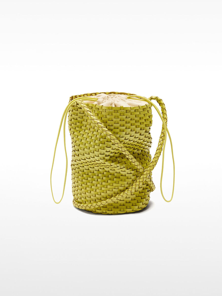 Braided leather bucket bag