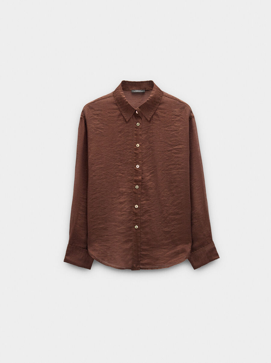 Camisa semitransparente de manga larga