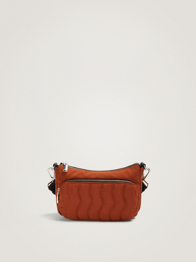 Nylon Shoulder Bag With Strap, Brick Red, hi-res