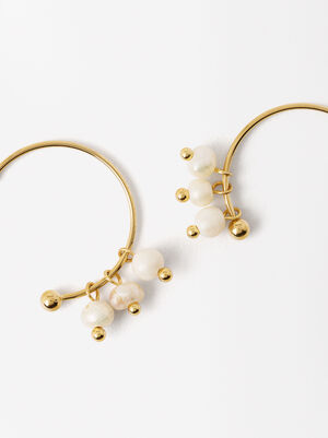 Hoops With Natural Pearls - Stainless Steel