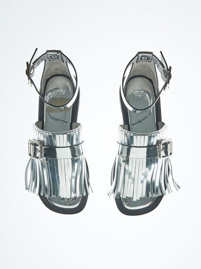 Sandals with metallic leather