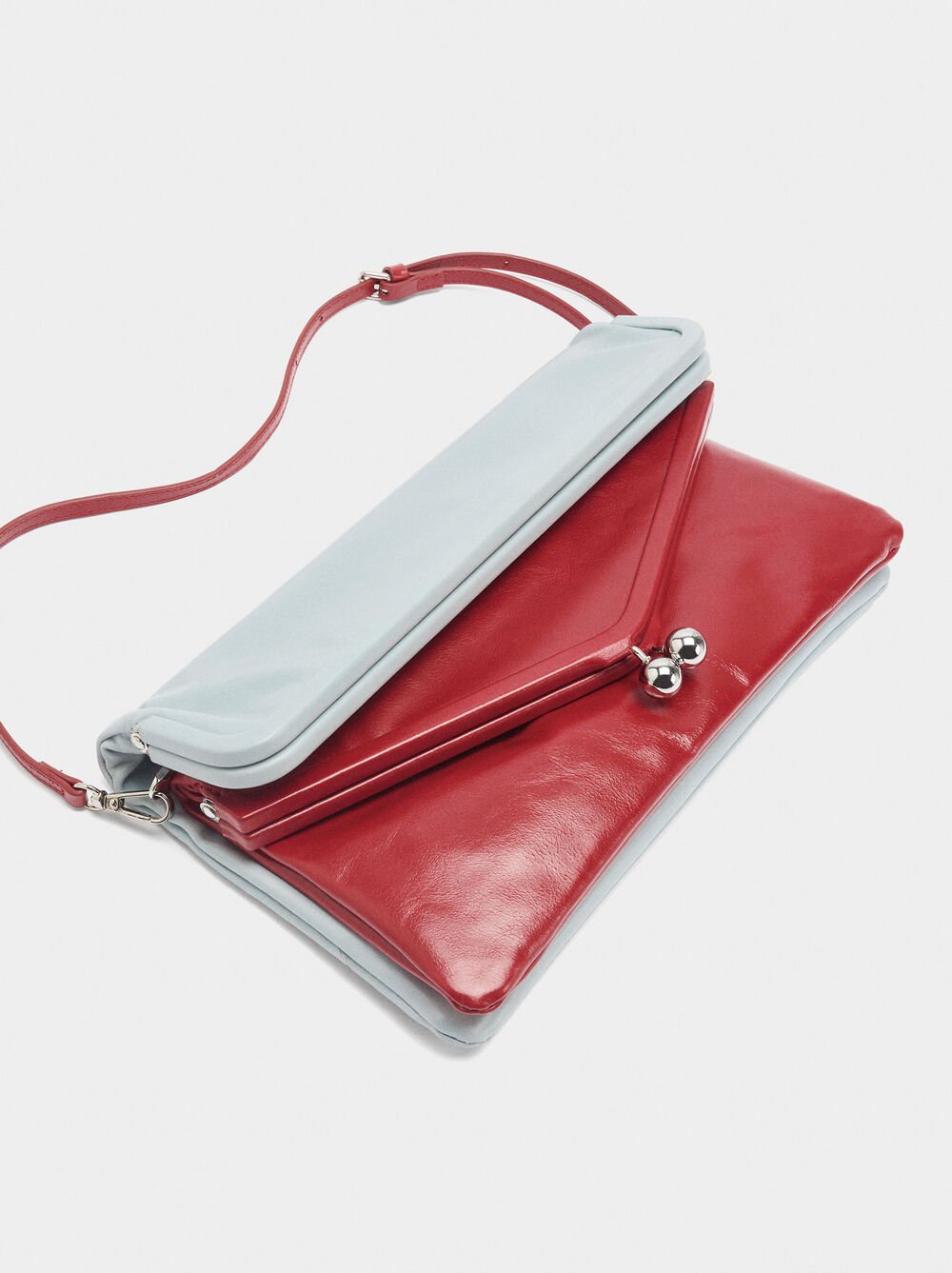 Double envelope bag in bicolour leather