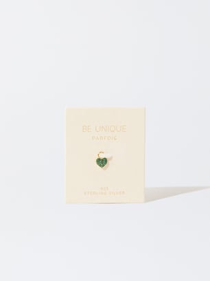 Charm Coeur Avec Zircones En Argent 925, Vert, hi-res
