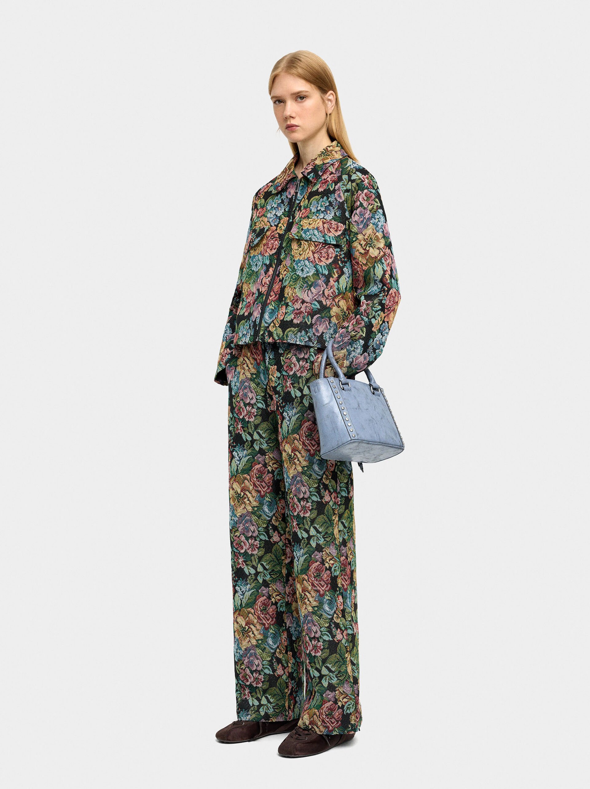 Floral jacquard coat image number 1.0