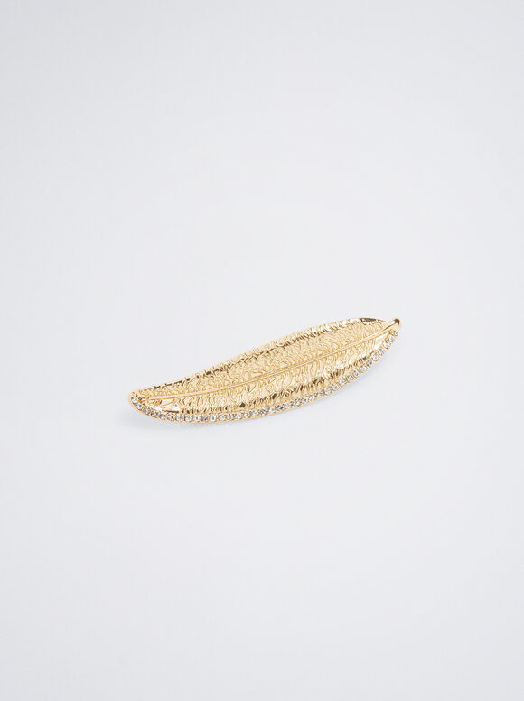 Leaf Brooch, Golden, hi-res
