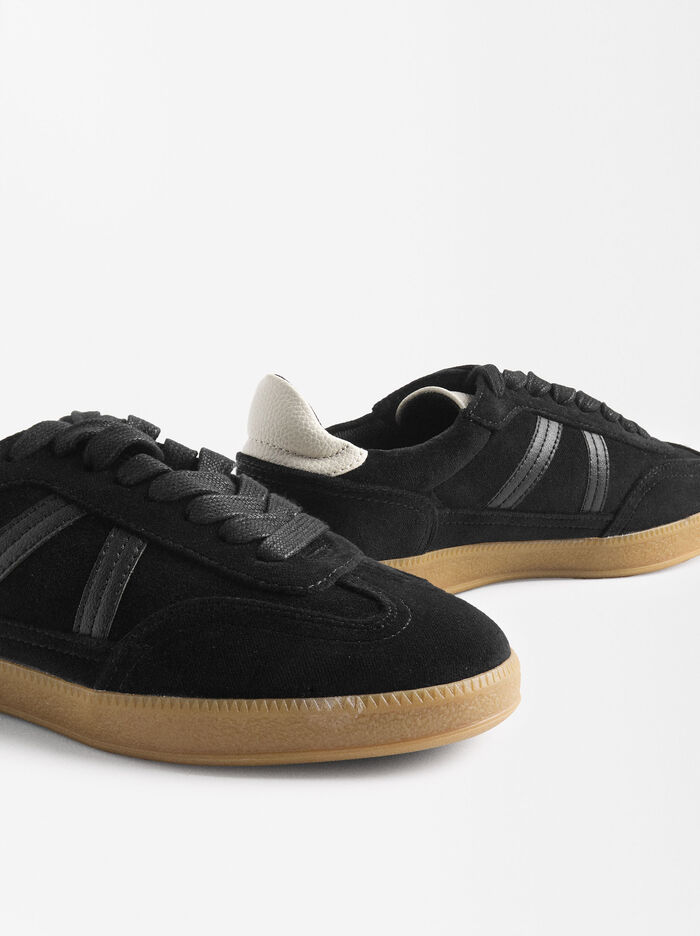 Suede effect contrast sneakers