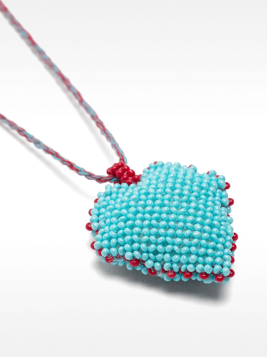 Long necklace with beaded heart
