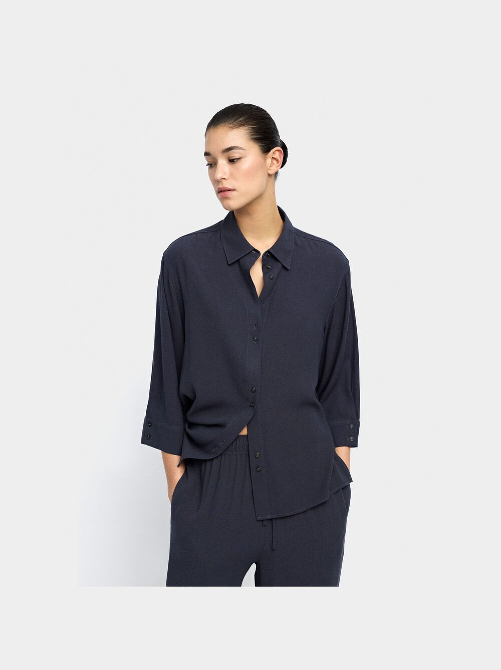 Lyocell shirt with double buttons