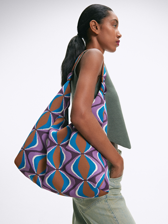 Printed Shoulder Bag, Multicolor, hi-res
