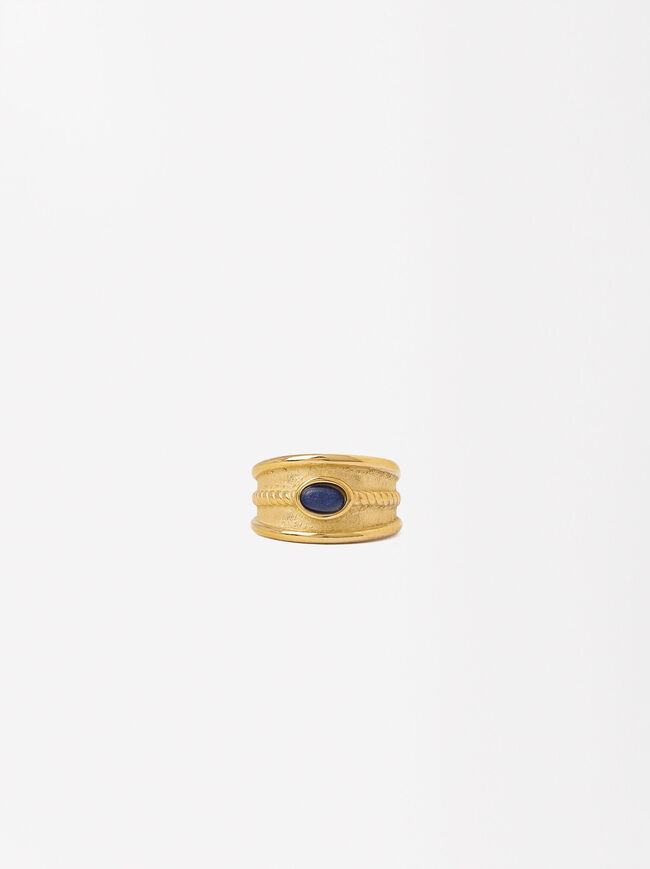 Golden Stone Ring - Stainless Steel image number 1.0