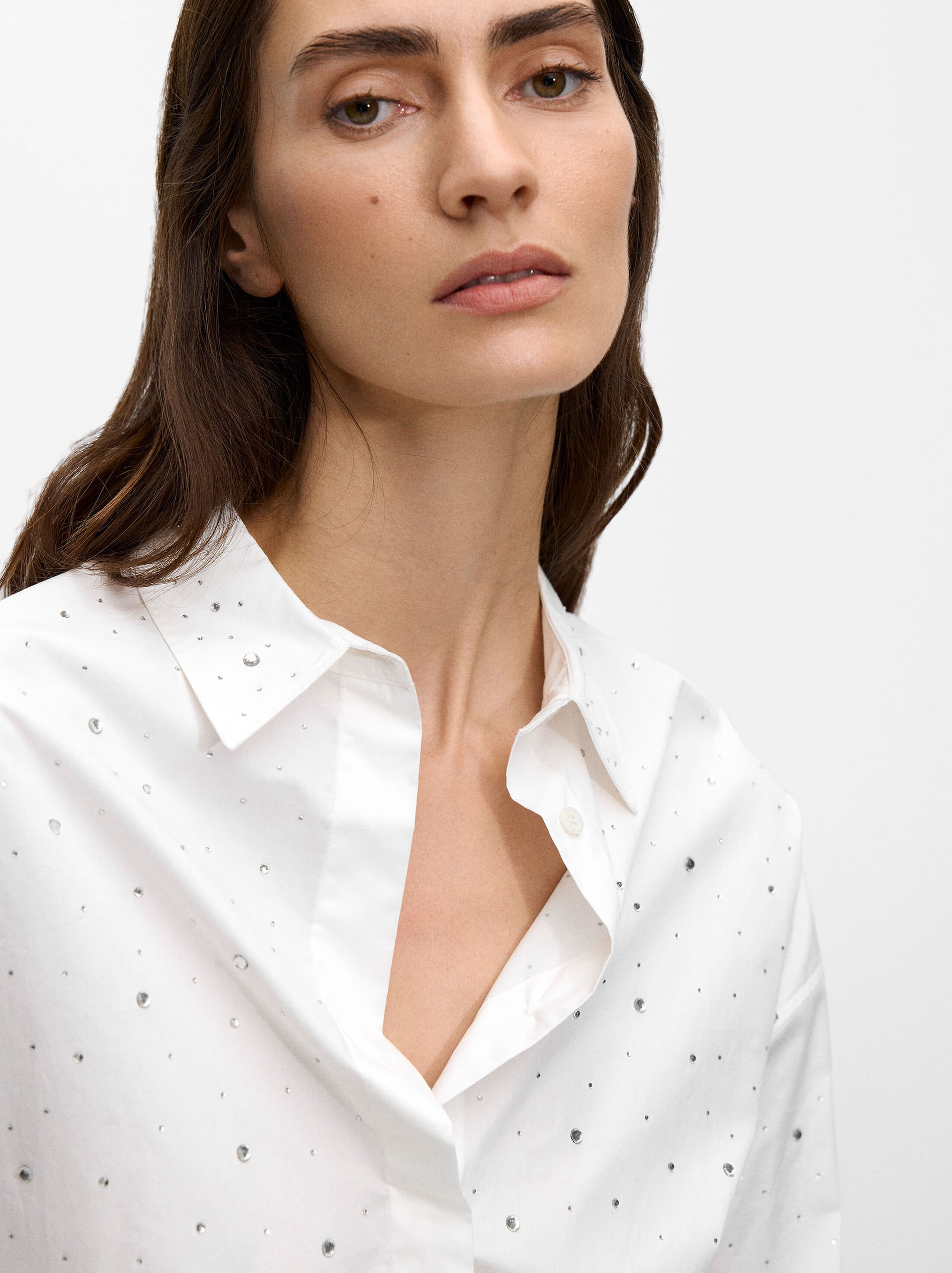 100% cotton shirt with rhinestones image number 4.0