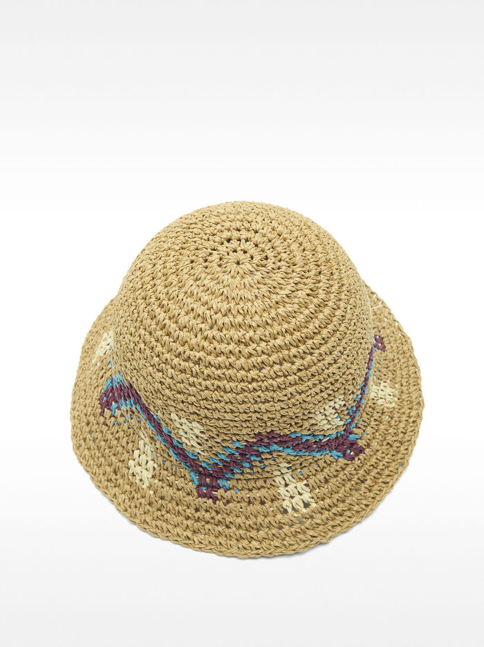 Bucket hat with straw effect