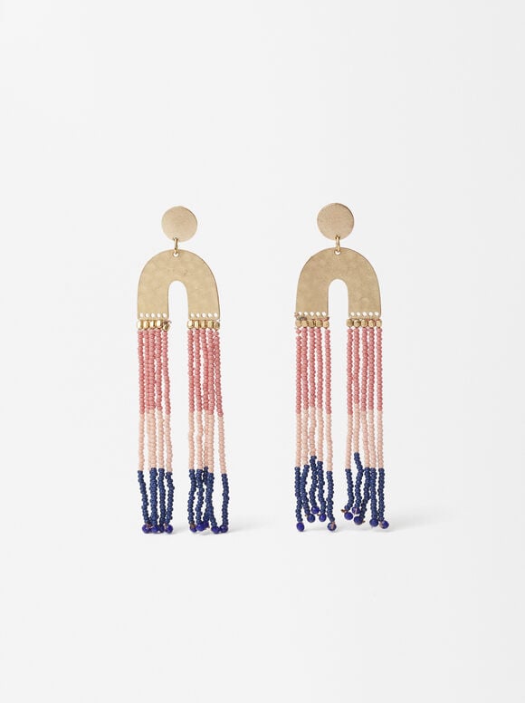 Long Earrings With Beads, Multicolor, hi-res