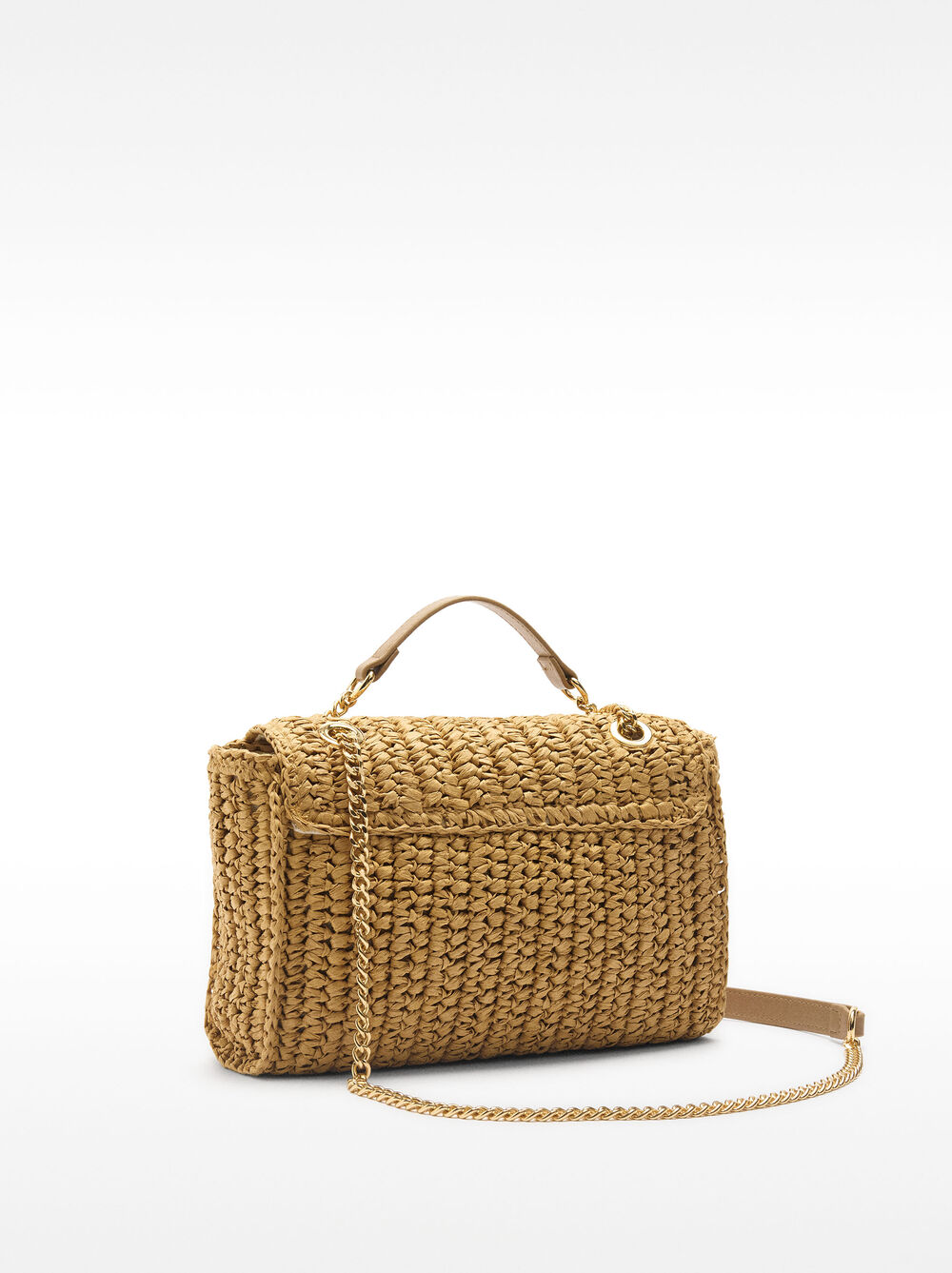 Straw-effect shoulder bag 