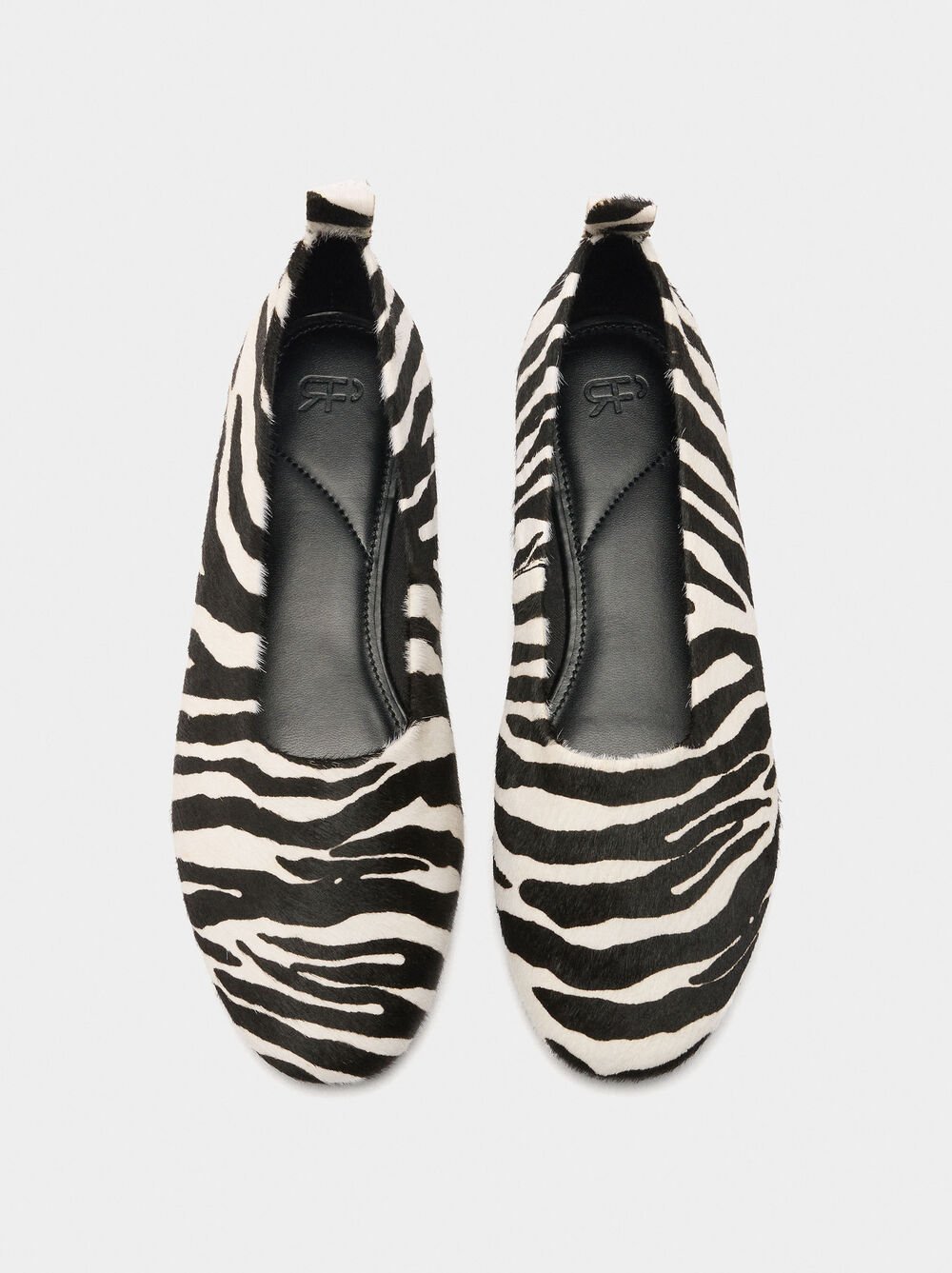 Leather printed ballet flats with animal print