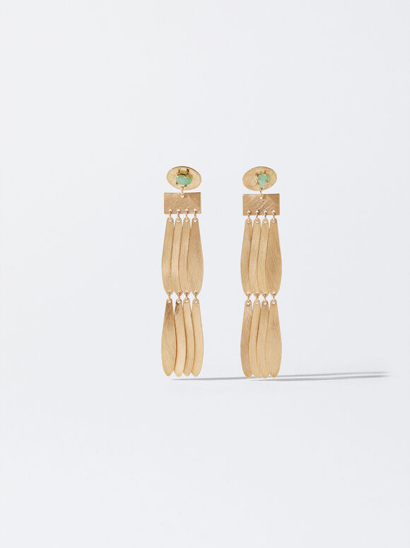 Online Exclusive - Earrings With Stone, Green, hi-res