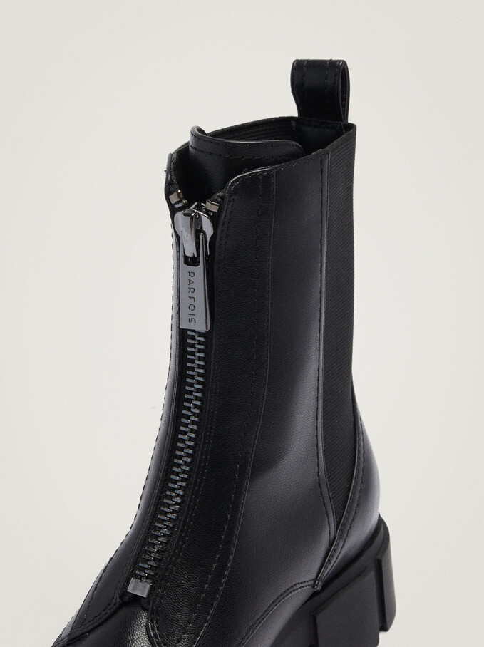 Ankle Boots With Zip Fastening, Black, hi-res