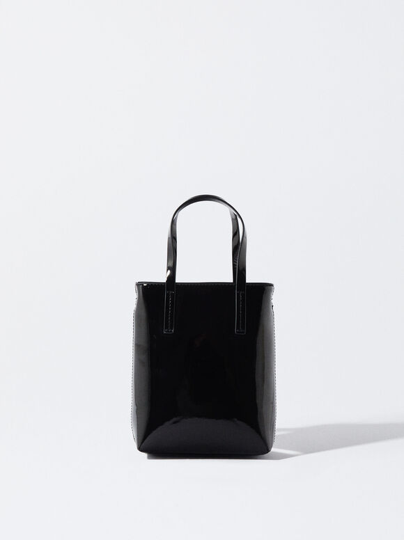 Mini Bag With Vinly Effect, Black, hi-res