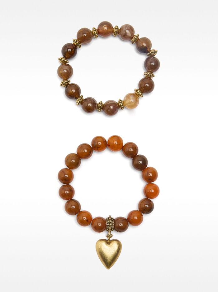 Set de pulseras efecto pedra amb cor