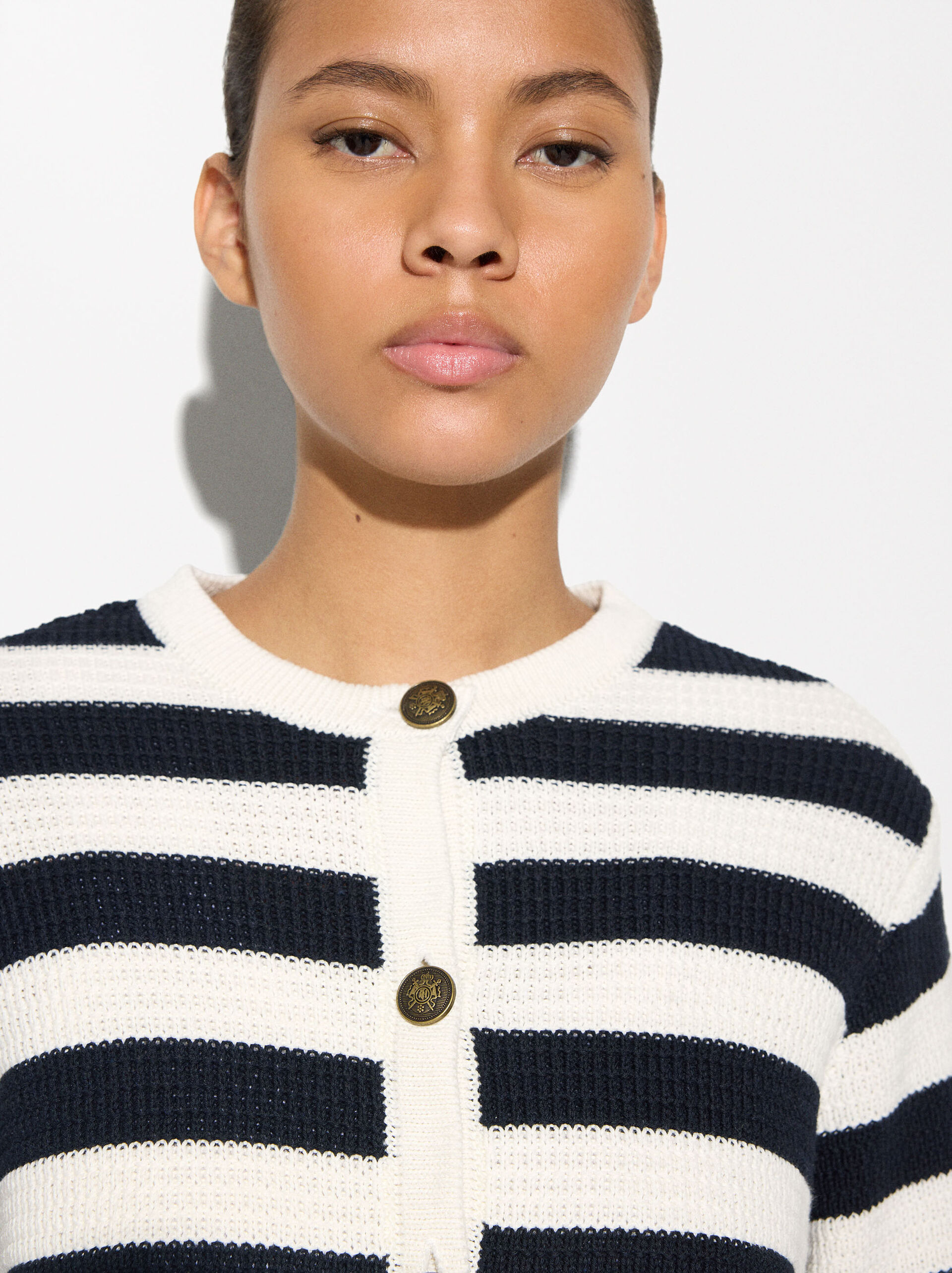 Striped Knitted Cardigan  image number 1.0