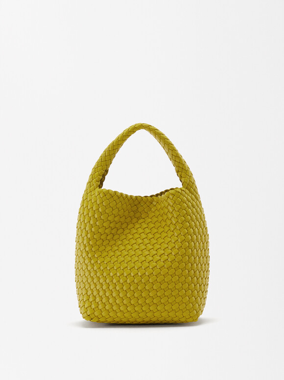Interlaced Handbag , Yellow, hi-res