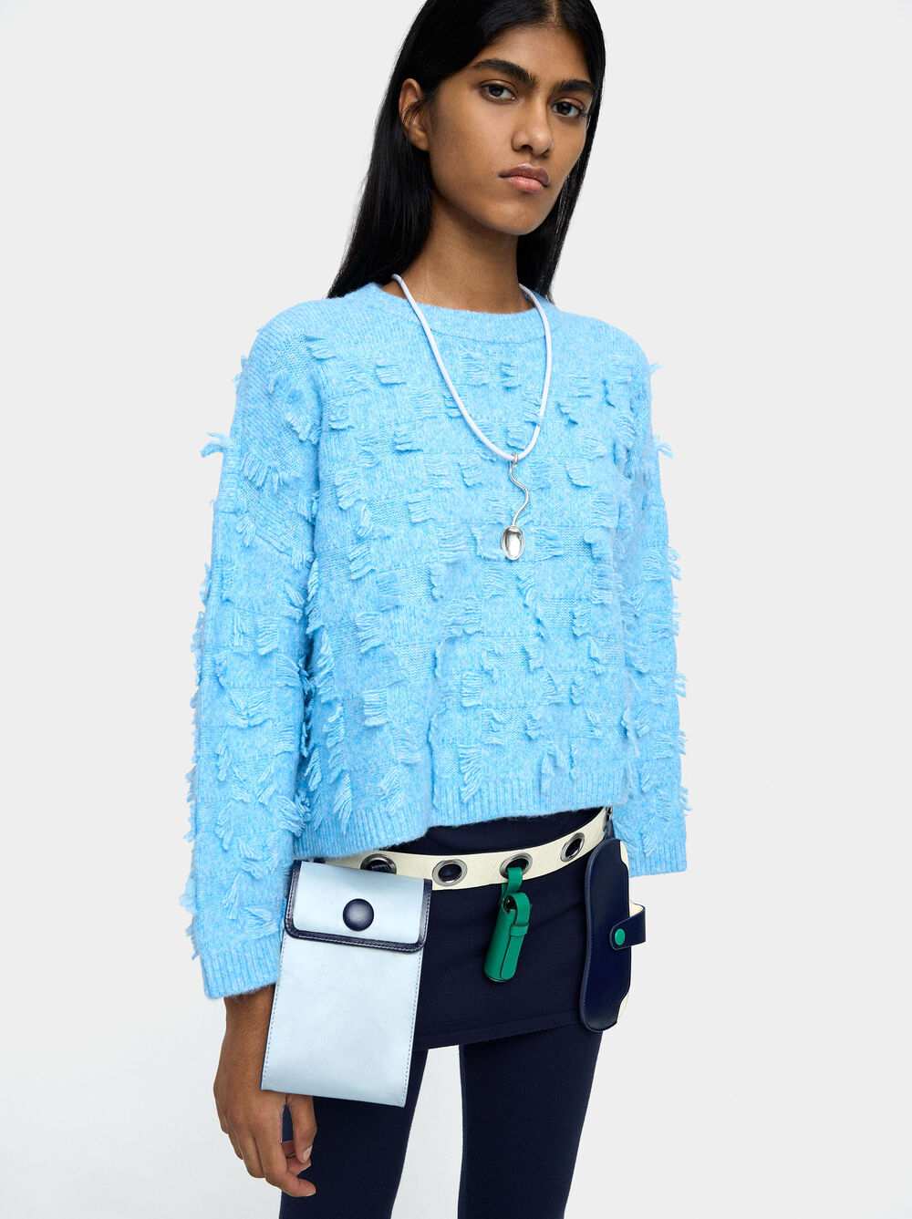 Leather belt with bags