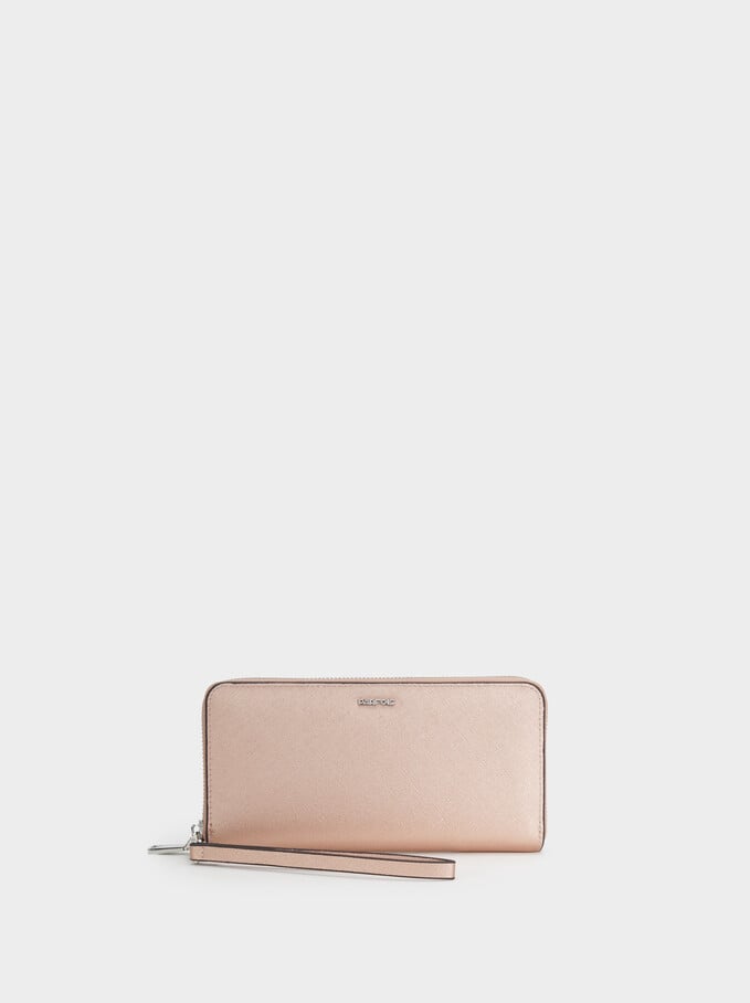 Large Wallet With Handle, Rose Gold, hi-res